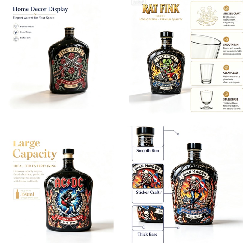 Vintage Collectible Bottles - Karafka do whisky z wzorem skał,
