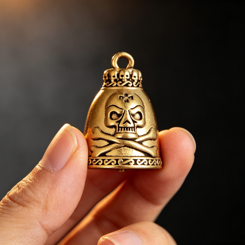 Vintage Collectible Bells - Mosiężna Figurka Dzwonka w Kształcie Czaszki